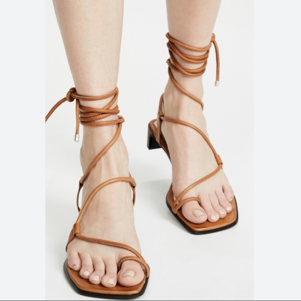 NEW Rag & Bone Cindy Tie Tan Leather Sandals